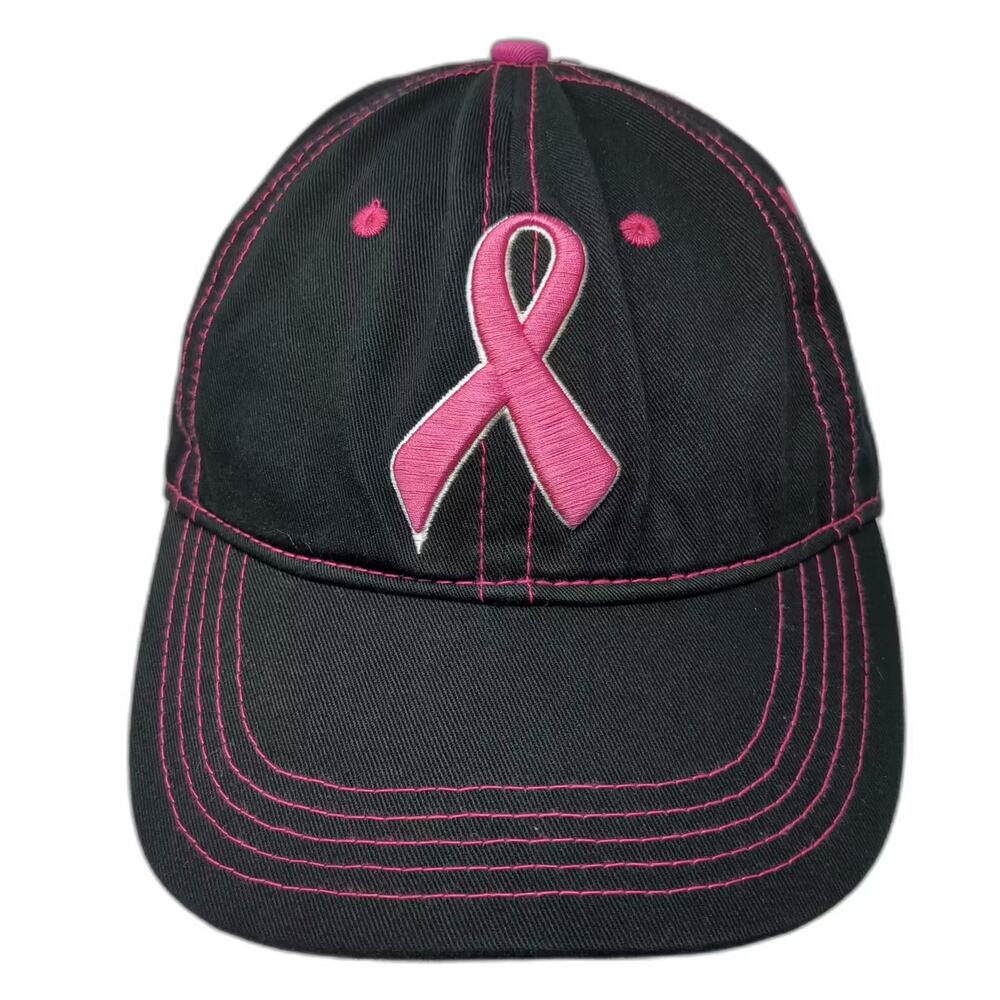American Crown Baseball Cap Black One Size Pink Ribbon Awareness Hat Adjustable